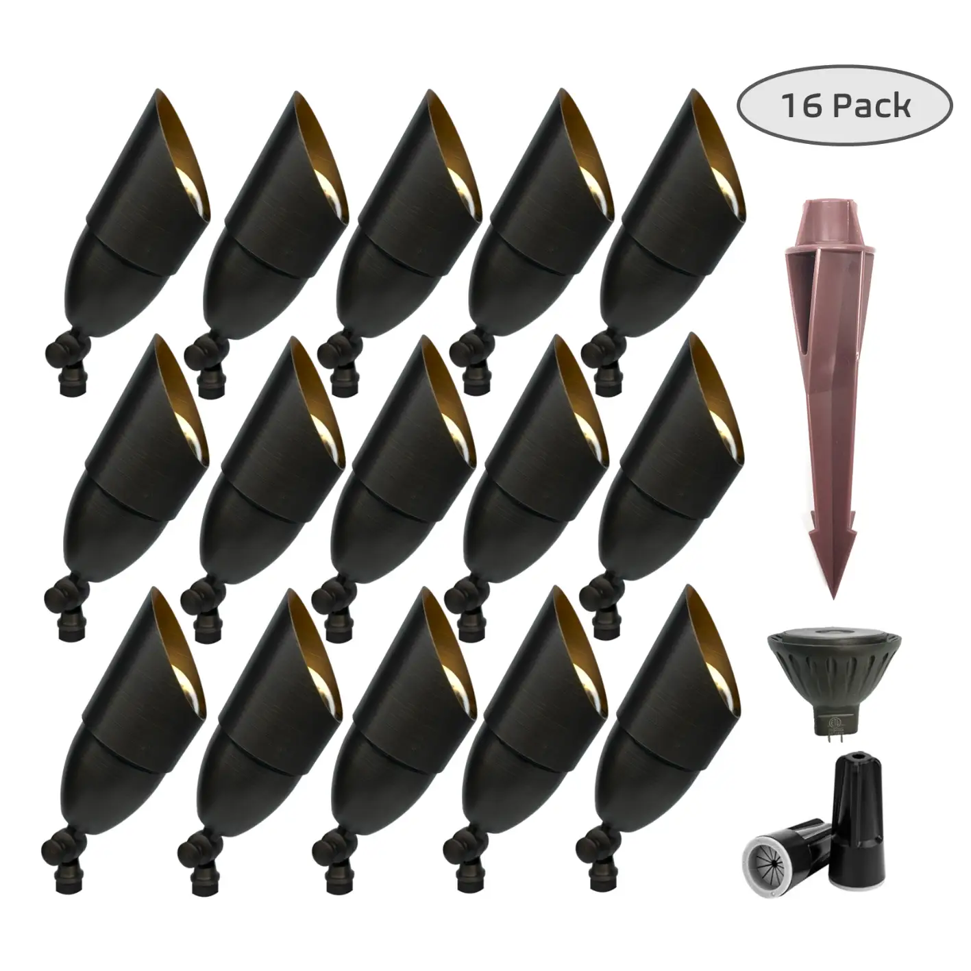 Elysee 16 Pack Solid Brass Outdoor Spotlight Lights