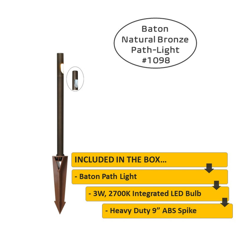 Baton Cast Brass Bollard Contemporary Hybrid Pathway Light Natural Bronze