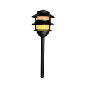 Bougie Cast Brass Pagoda Pathway Light (Black & Antique Bronze)