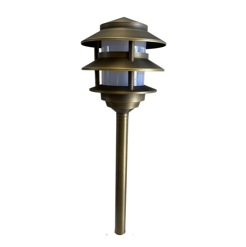 Bougie Solid Cast Brass Pagoda Pathway Light Antique Bronze