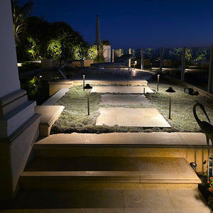 4 Pack Noir Cascade Solid Cast Brass Pathway Light - Architectural Landscape Lighting