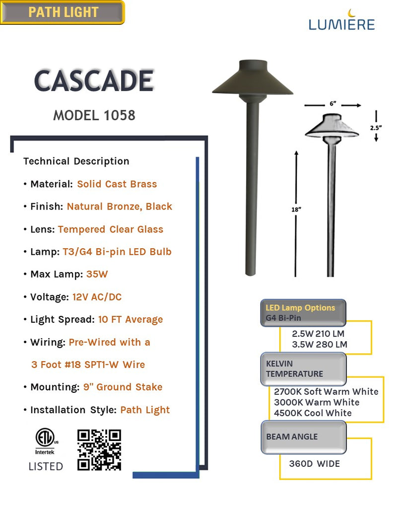 Cascade Solid Cast Brass Pathway Light