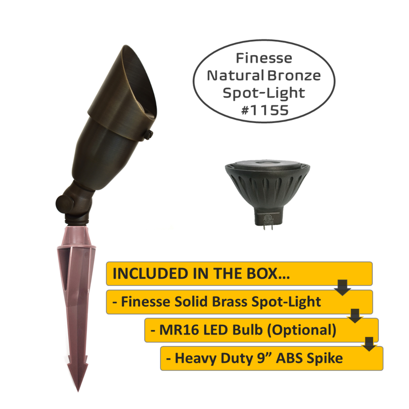 Finesse Solid Cast Brass Directional Spot Light Natural Bronze