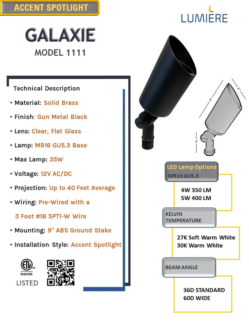 Galaxie Solid Cast Brass Directional Spot Light Gun Metal Black
