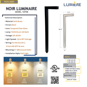 Luminaire Contemporary Solid Brass Black Pathway Light