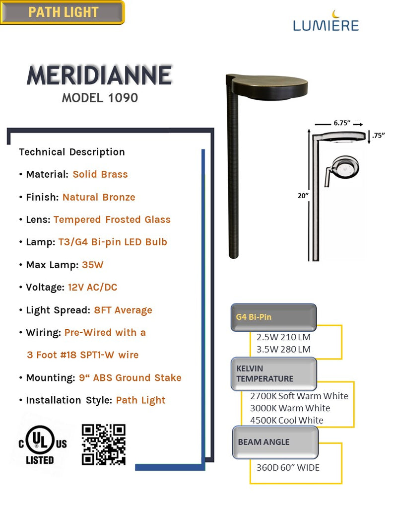 Meridianne Cast Brass Contemporary Pathway Light Natural Bronze