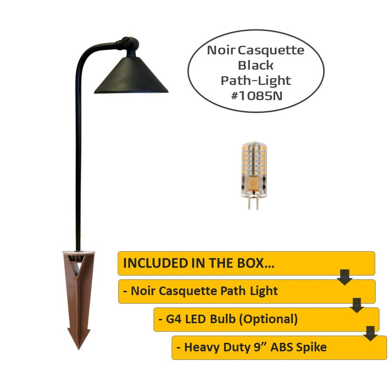 Noir Casquette Solid Brass Directional Path Light - Black