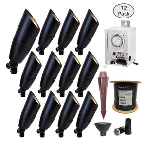12 Pack Noir Panora Solid Cast Brass Directional Spot Lighting Kit