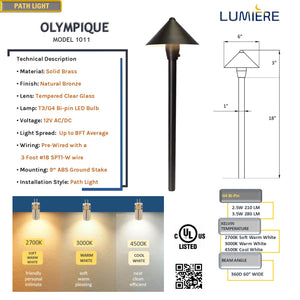 Olympique Cast Brass Pathway Light Natural Bronze