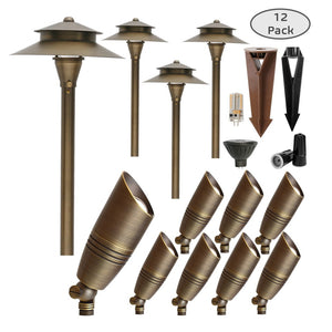 Pack III - Solid Cast Brass Outdoor Landscape Pathway & Spot Lighting