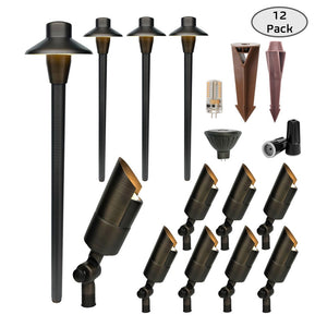 Pack I - Solid Brass Outdoor Landscape Pathway & Spot Lighting