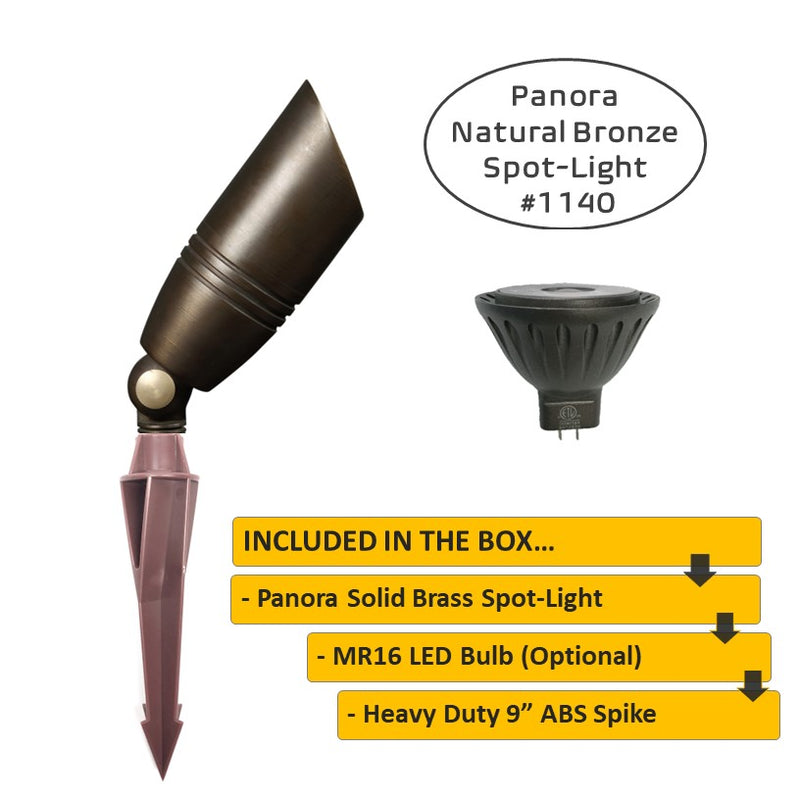 4 Pack Panora Solid Cast Brass Directional Spot Natural Bronze