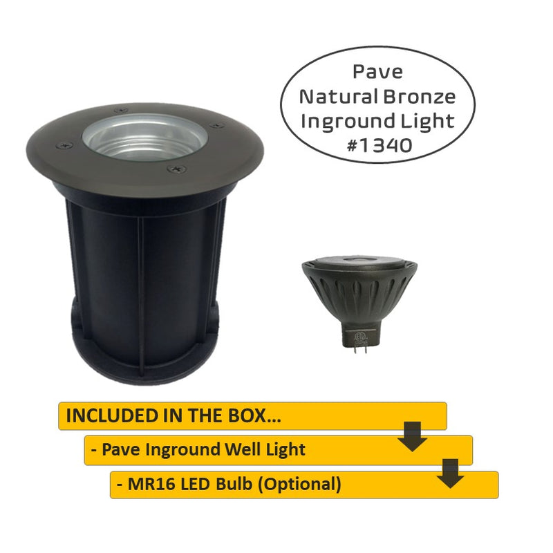 Pave Solid Brass Adjustable In-ground Well Light Natural Bronze