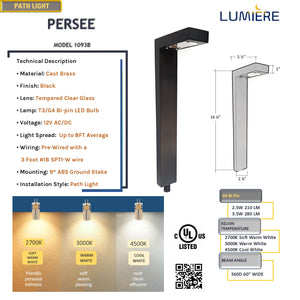 Persee Cast Brass Contemporary Pathway Light