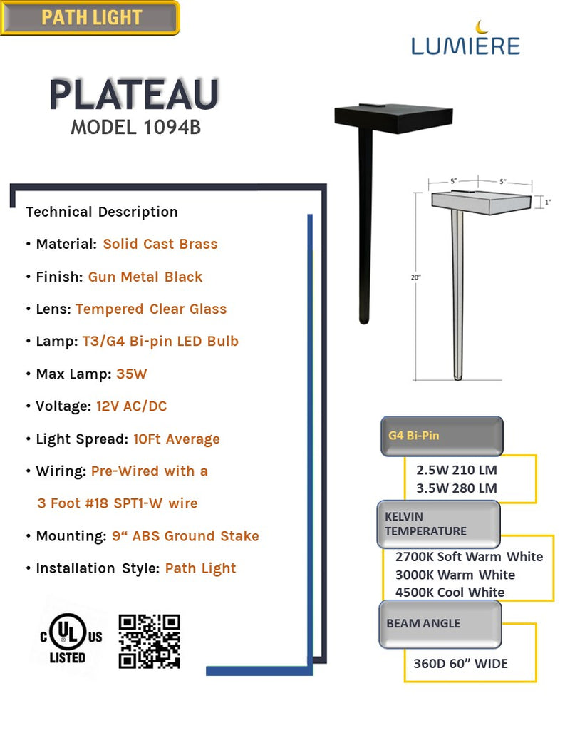 Plateau Cast Brass Contemporary Pathway Light Gun Metal Black