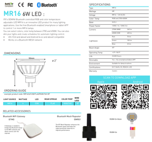MR16 RGBWW 6W LED Bulb GU5.3 12V AC/DC Change Color