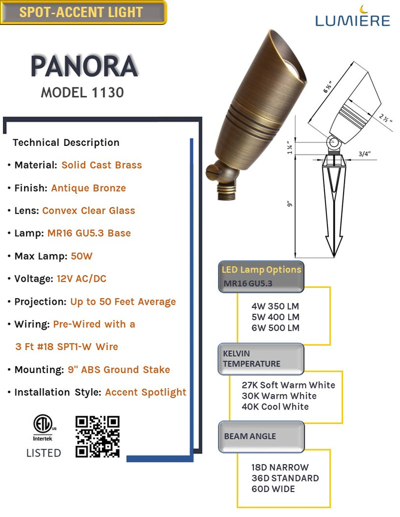 Panora Solid Cast Brass Directional Spot Light Antique Bronze