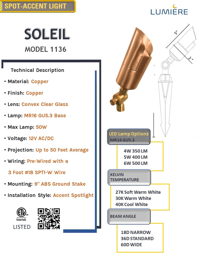 Soleil Copper Directional Spot Light