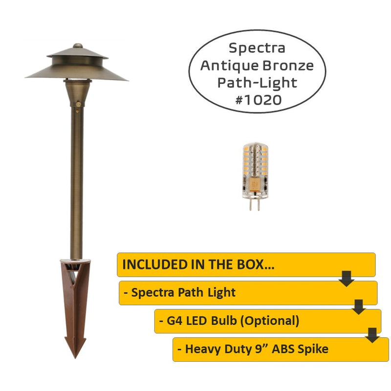 Spectra Solid Brass  Two Tiered Pathway Light Antique Bronze