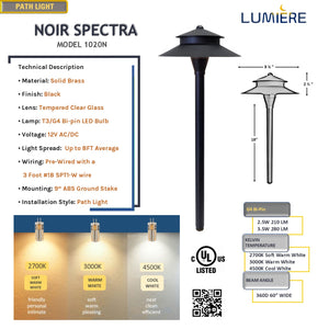 4 Pack Noir Spectra Solid Brass Black Pathway Lights