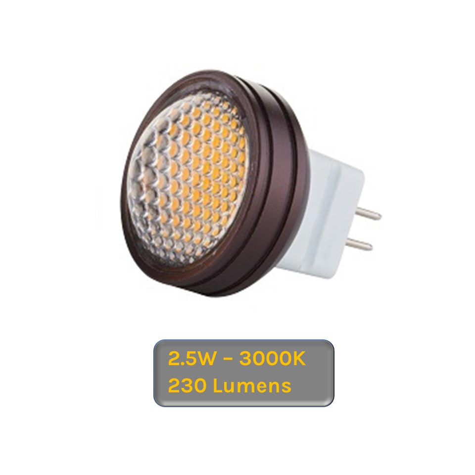 MR8 2.5W LED Bulb 36° Dimmable 12V AC/DC 100 Lumens - 20W Halogen Bulb Replacement - Lumiere Lighting