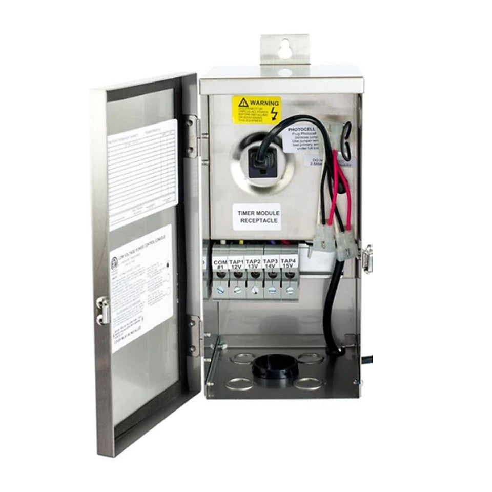 Khan Tech 300W Stainless Steel Low-Voltage Landscape Transformer – 12/15VAC, WiFi, IP65