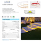 LED COB 12V AC/DC outdoor strip light, IP67, 16 ft, 2700–3000K, installed along illuminated patio steps.