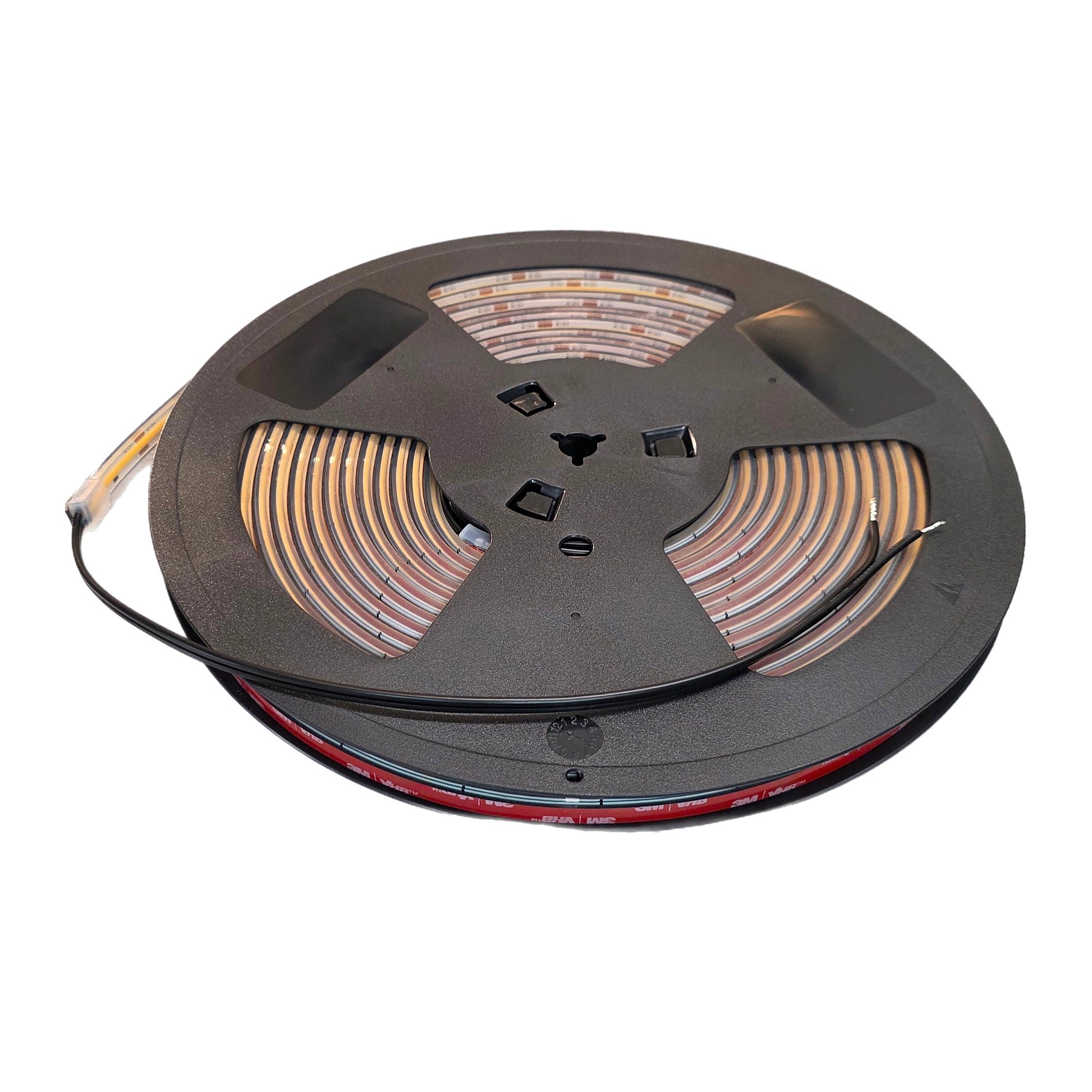 LED COB 12V AC/DC outdoor strip tape light on a spool, IP67, warm 2700K-3000K, 16 ft length