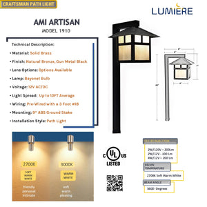AmiArtisan Solid Brass Craftsman Decorative Pathway Light