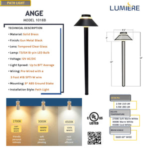 Ange Solid Brass Pathway Light Gun Metal Black
