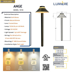 6 Pack Ange Natural Bronze Solid Brass Mini Pathway Light