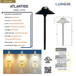 Noir Atlantide Cast Brass Pathway Light Gun Metal Black