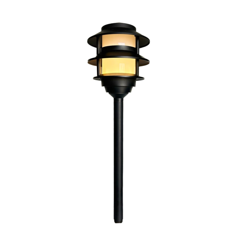 4 Pack Bougie Solid Cast Brass Pagoda Pathway Light Black