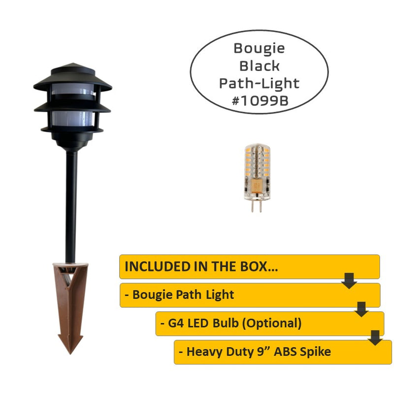 Bougie Solid Cast Brass Pagoda Pathway Light Gun Metal Black