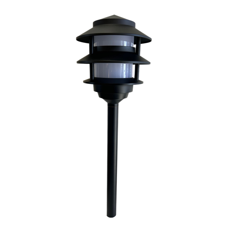 Bougie Solid Cast Brass Pagoda Pathway Light - Black Finish