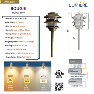 Bougie Solid Cast Brass Pagoda Pathway Light Antique Bronze