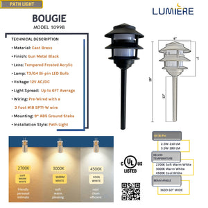 4 Pack Noir Bougie Solid Cast Brass Pagoda Pathway Light Gun Metal Black