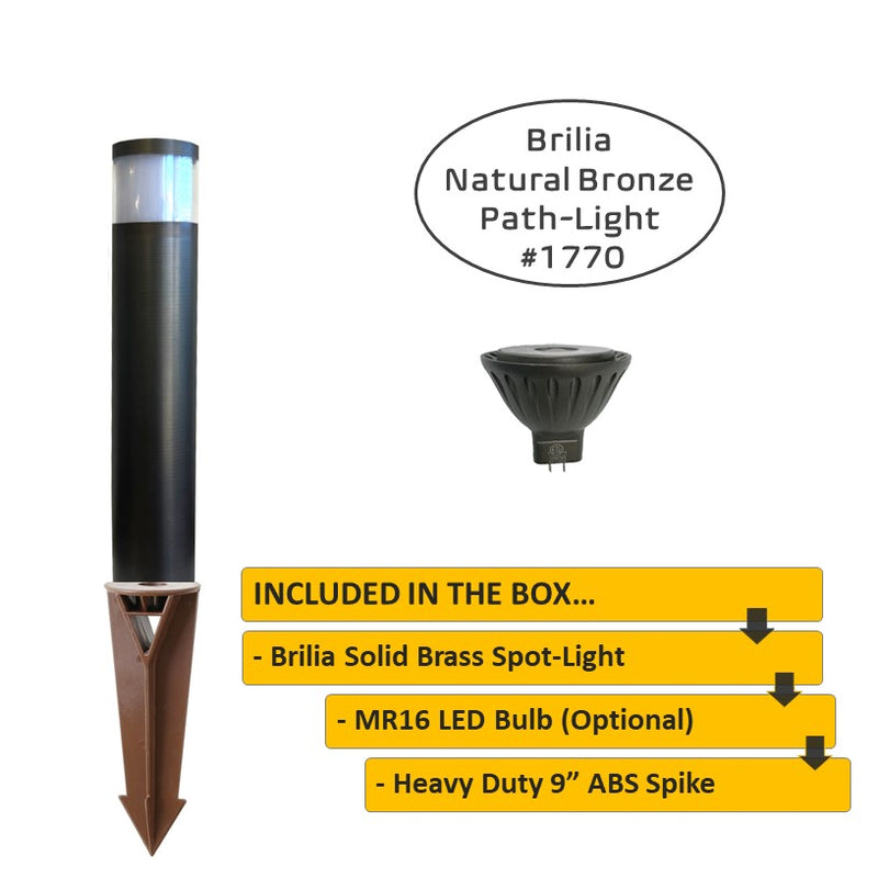 Brilia Solid Cast Brass Bollard Pathway Light Natural Bronze