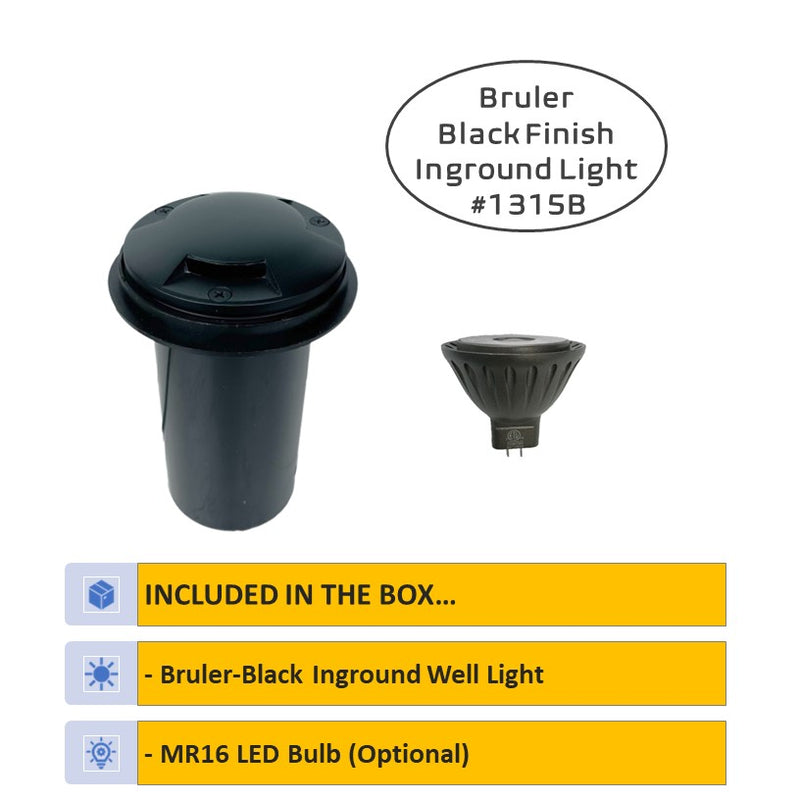 Bruler Solid Cast Brass In-Ground Well Light - Black
