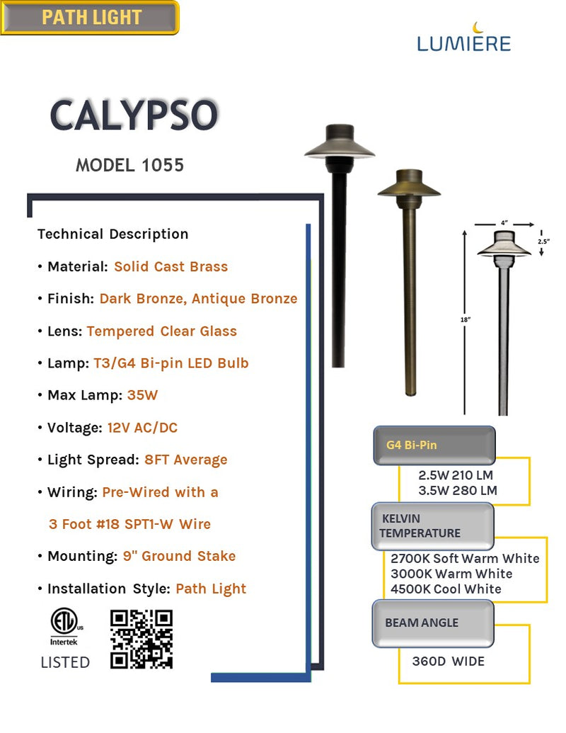 Calypso  Solid Cast Brass Pathway Light Antique Bronze & Dark Bronze