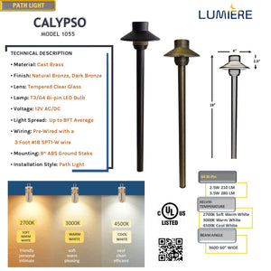 Calypso 4 Pack Solid Cast Brass Pathway Light - Dark Bronze Finish