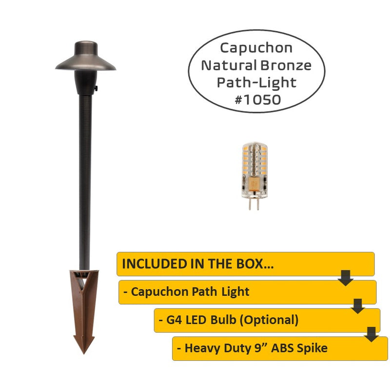 Capuchon Solid Cast Brass Pathway Light Natural Bronze