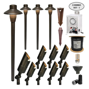 COMBO KIT I - Solid Cast Brass Outdoor Landscape Pathway & Spot Lighting by Lumiere Lighting