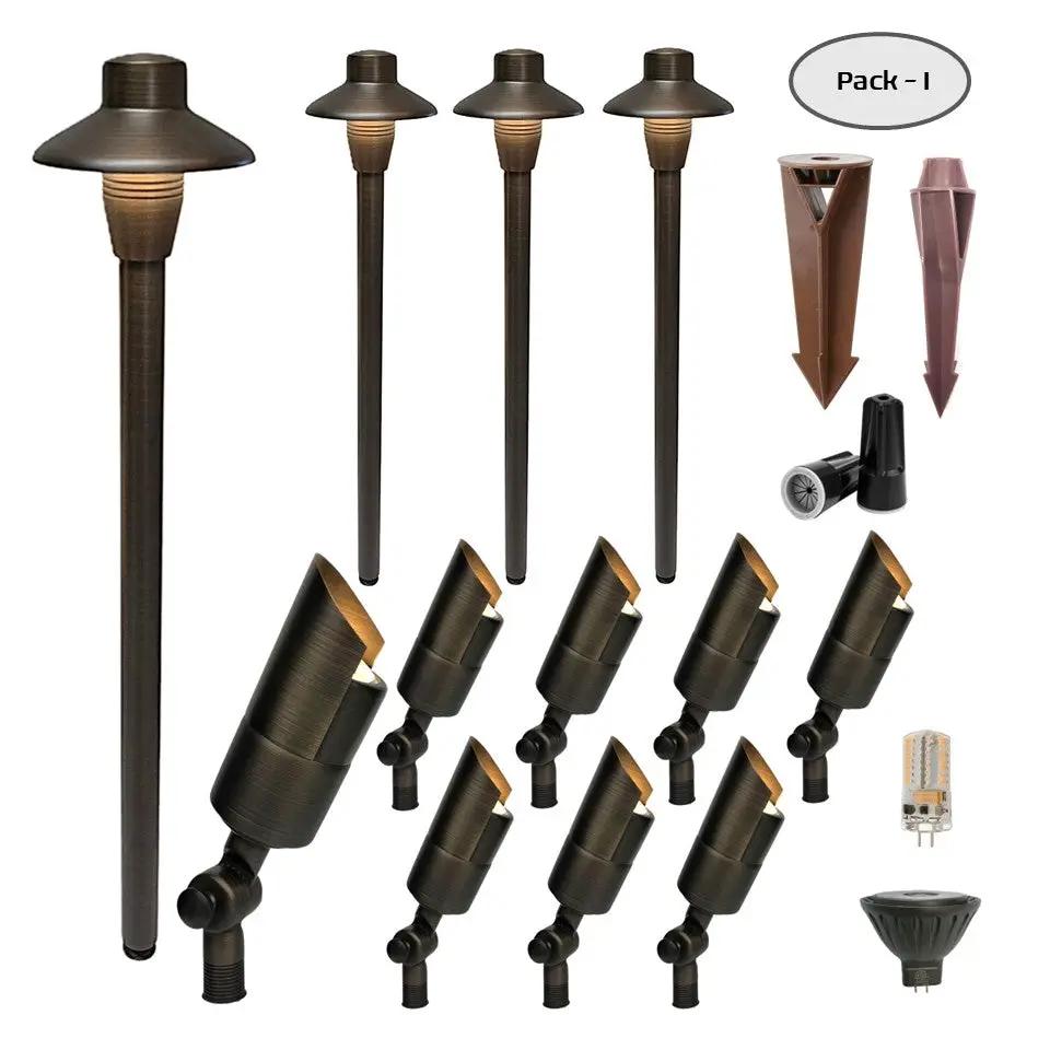Pack I - Solid Brass Outdoor Landscape Pathway & Spot Lighting Set by Lumiere Lighting