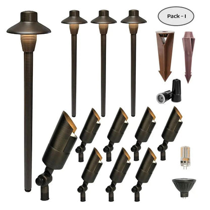 Pack I - Solid Brass Outdoor Landscape Pathway & Spot Lighting Set by Lumiere Lighting