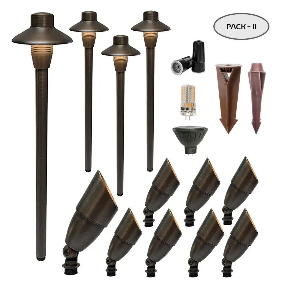 Pack II - Solid Cast Brass Outdoor Landscape Pathway & Spot Lighting Set by Lumiere Lighting