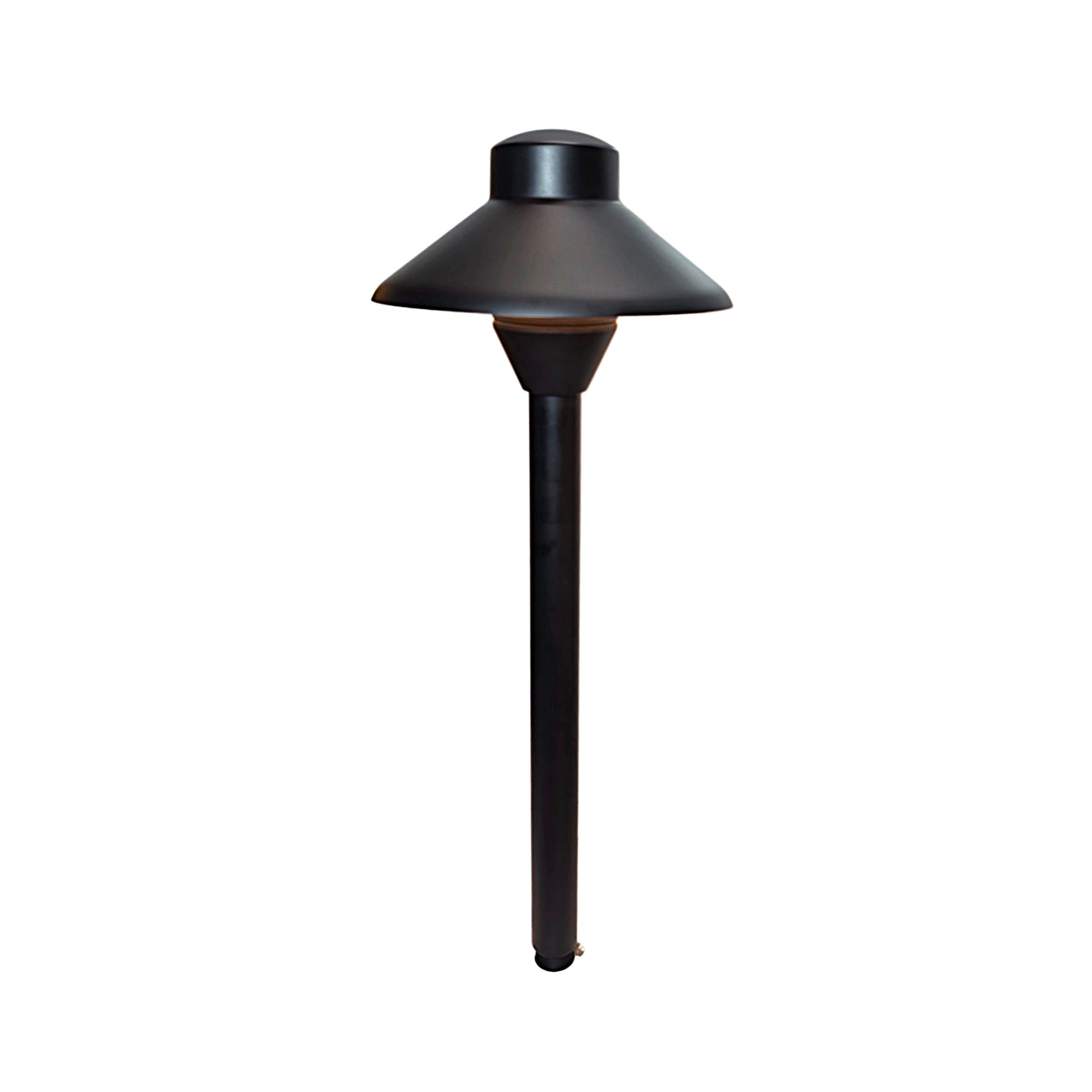Cascade Cast Brass Path Light outdoor landscape lighting fixture on a post.