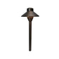 Cascade Cast Brass Path Light outdoor landscape lighting fixture with solid brass post and cone shade