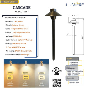Cascade Solid Cast Brass Pathway Light Natural Bronze