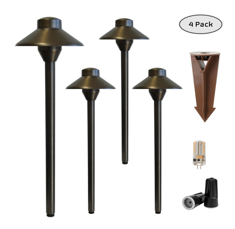 4 Pack Noir Cascade Solid Cast Brass Pathway Light - Architectural Lan